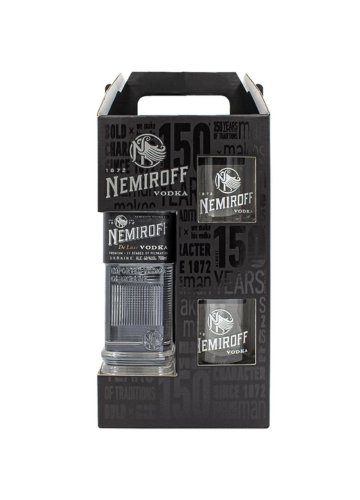 מארז וודקה נמירוף דה לוקס עם כוסות