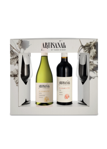 מארז יין וכוסות ארטיזנל אלמנטס אדום ולבן